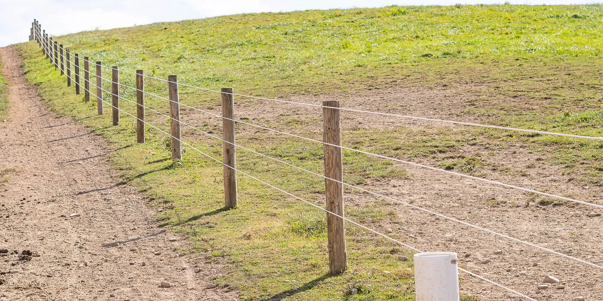 Fence line installed across a rural property