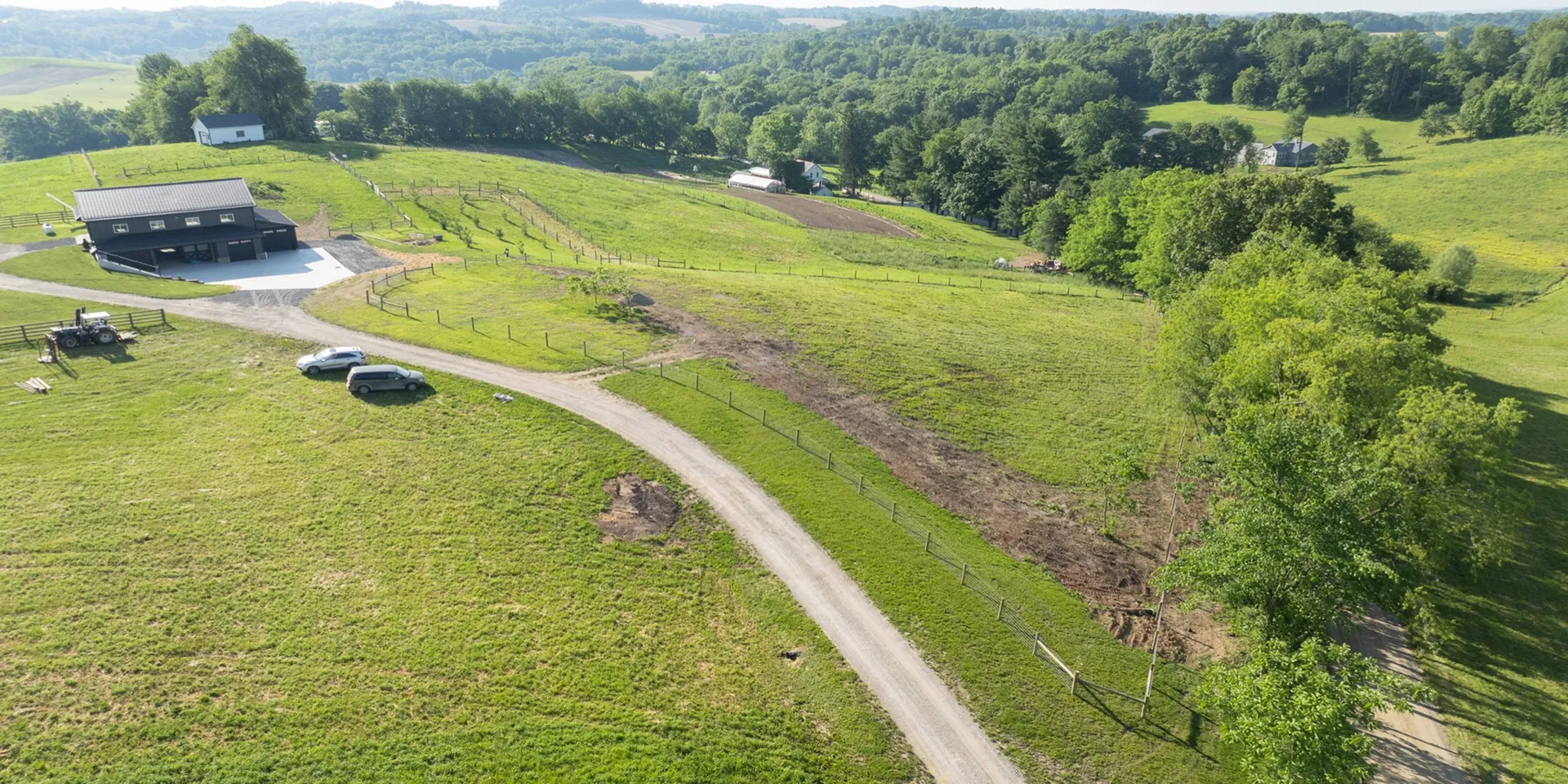 Aerial view of a Central Ohio fencing property