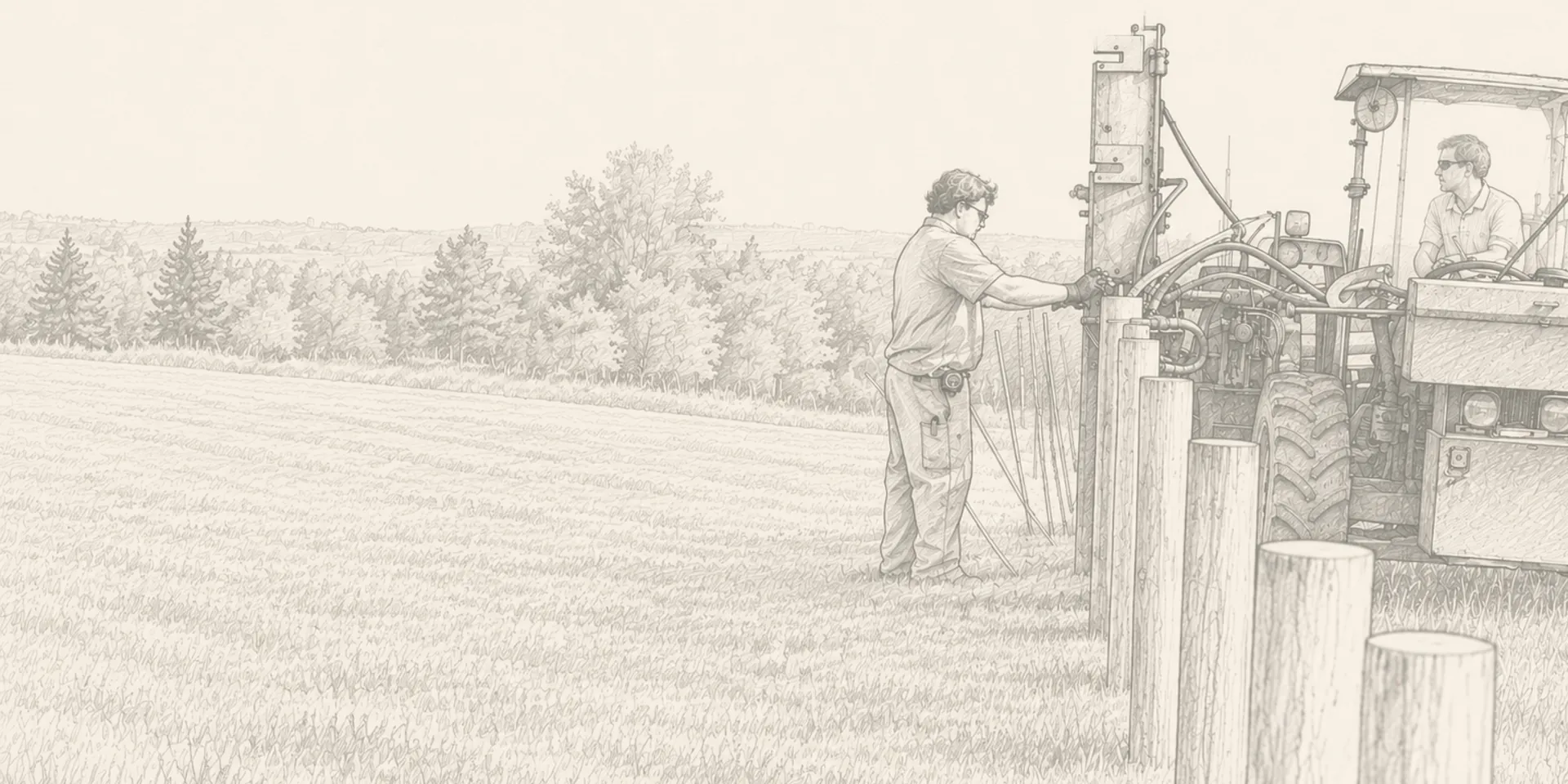 Fence installers working on a rural property
